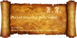 Malatinszky Nándor névjegykártya
